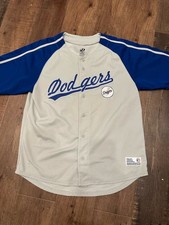 Los Angeles Dodgers Gray-Blue Buttondown Logo MLB Dynasty Series Jersey Size XL