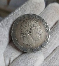 1818 LXIII Great Britain King George III Silver Crown Vintage Coin 