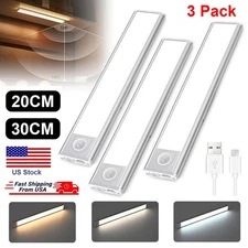3 Pack LED Under Cabinet Lights Rechargeable Motion Sensor 3 Color Dimmable Lamp