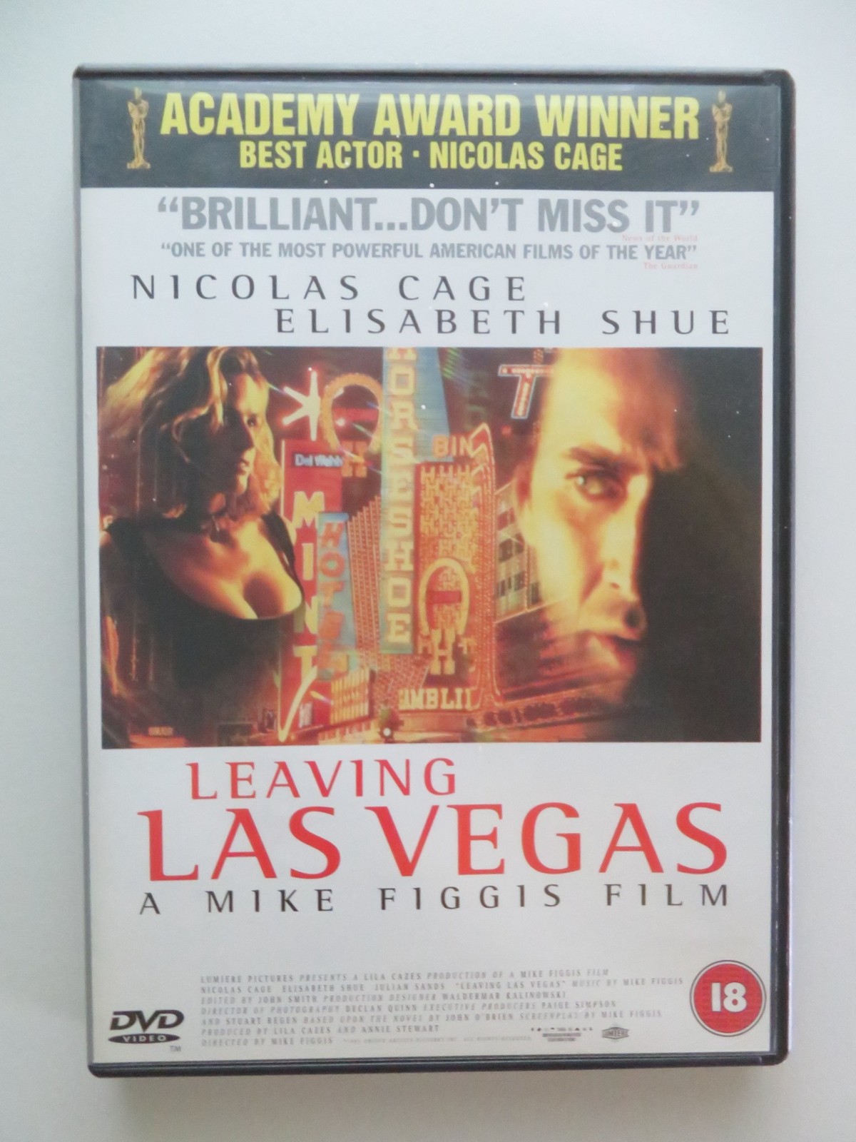 LEAVING LAS VEGAS (DVD) NICOLAS CAGE ELISABETH SHUE 1995 REGION 2