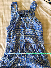AMRA Blue/White Paisley Square Neck Sleeveless Maxi Dress Women’s S