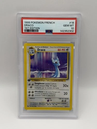 1999 Pokemon FRENCH 1st Edition Base Set Draco-Dragonair 18/102 PSA 10 GEM MINT