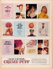 Max Factor 1964 Full Page Magazine Print Ad Creme Puff Makeup Women Fashion