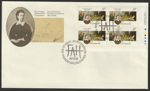 Canada #1227, Frances Ann Hopkins, LR PB, Official First Day Cover, FDC 1988
