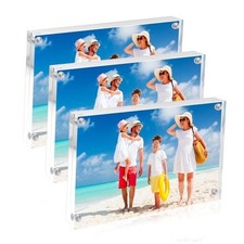 3 Pack Acrylic Picture Frame 4x6 - Magnetic Photo Frame with Double Sided 4X6