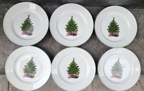6 Vintage KRONESTER Bavaria Germany Christmas Tree Plates. Rare 