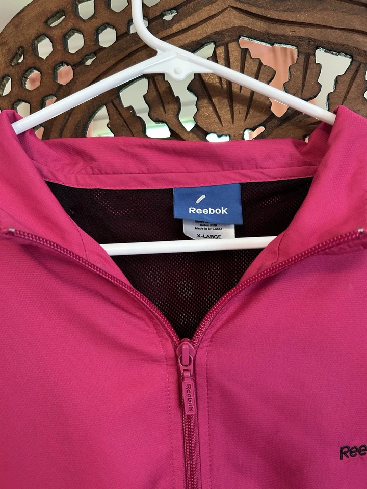 Chaqueta para mujer Reebok rosa ligera cremallera completa talla XL Foto 3 de 4