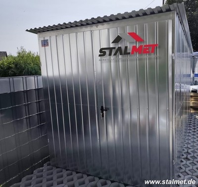+ Blechgarage 2x3,5m mit Türklinke Baucontainer  Blechschuppe Stahlgarage Lager