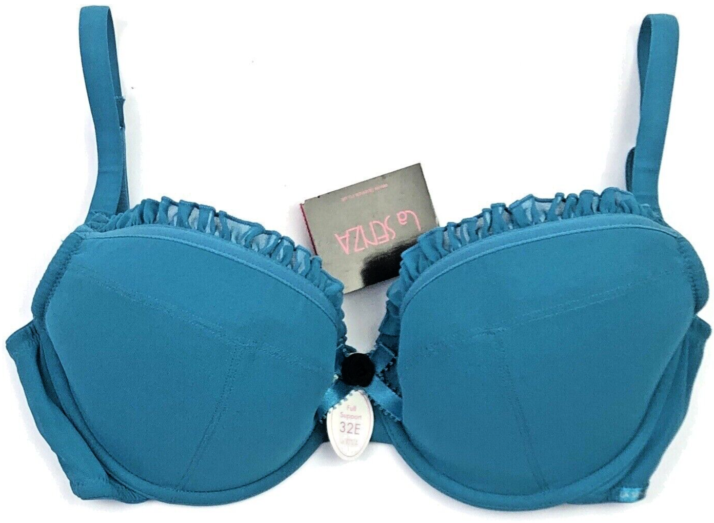 32E - LA SENZA Underwired Padded Plunge Bra TEAL BNWT