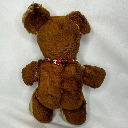 Peluche antiguo de oso relleno de paja de 9 pulgadas con ojos googly cosido a mano peluche temprano - Imagen 7 de 12