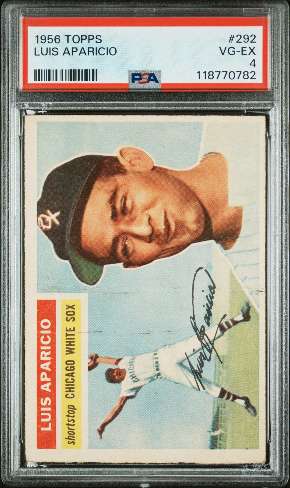 1956 Topps Luis Aparicio Great Eye Appeal! Chicago White Sox HOF RC #292 PSA 4