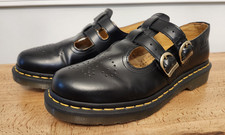 Dr. Martens 12916 Mary Jane Black Leather Shoes Women's US 8 Double Buckle