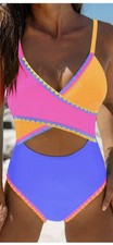 Colorblock Cut-Out One Piece Swimsuit Pink Or...