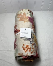 Pottery Barn Fall Botanical Embroidered Cotton Table Throw ~ 50” x 50”