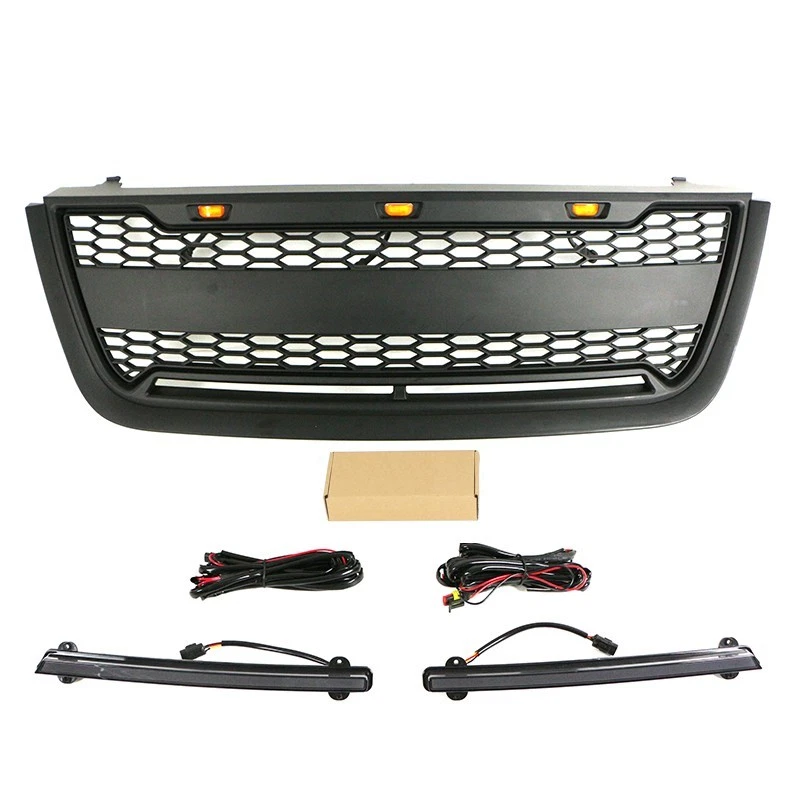 Black Front Grille Fit For Ford Expedition 2003 2004 2005 2006Bumper Grill W/Led - Image 3 of 4
