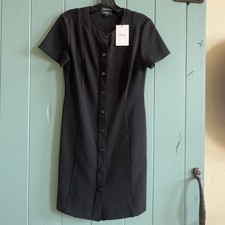 Theory Easy Snap Front Shift Dress in Black Size S