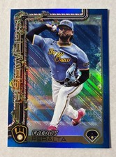 2025 Topps Holiday Freddy Peralta #H99 Blue Metallic Glitter Brewers