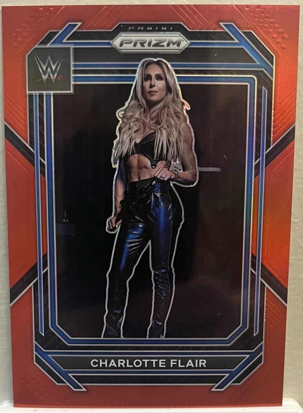 Charlotte Flair 2023 Panini Prizm WWE Red Prizm Parallel /299 #123