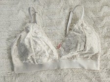 Victoria's Secret PINK L Lightly Lined Strappy Lace Bralette Cream/White NEW