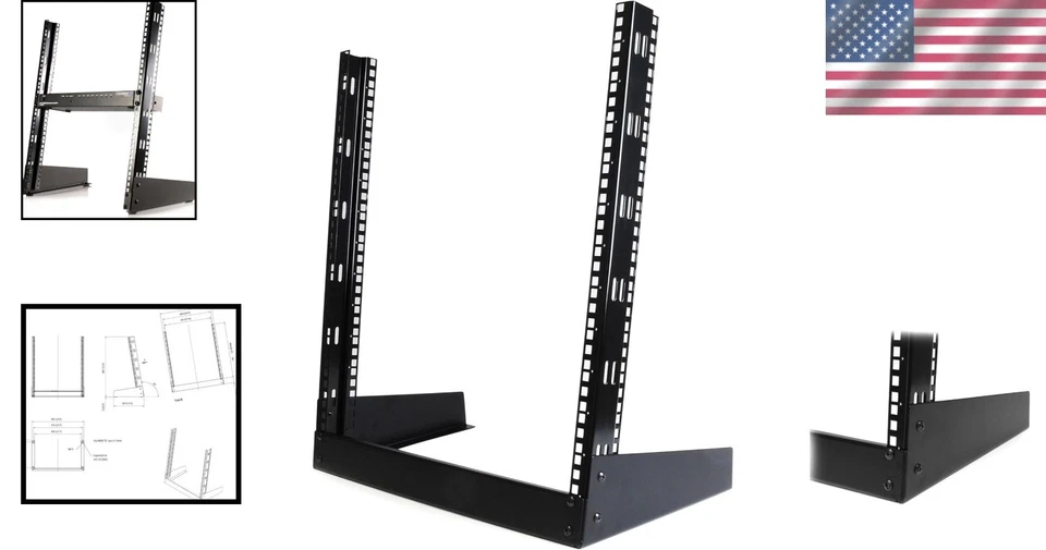 Compact 12U Open Frame Rack - Lightweight 19" 2 Post Design for Small Spaces - Image 2 of 4