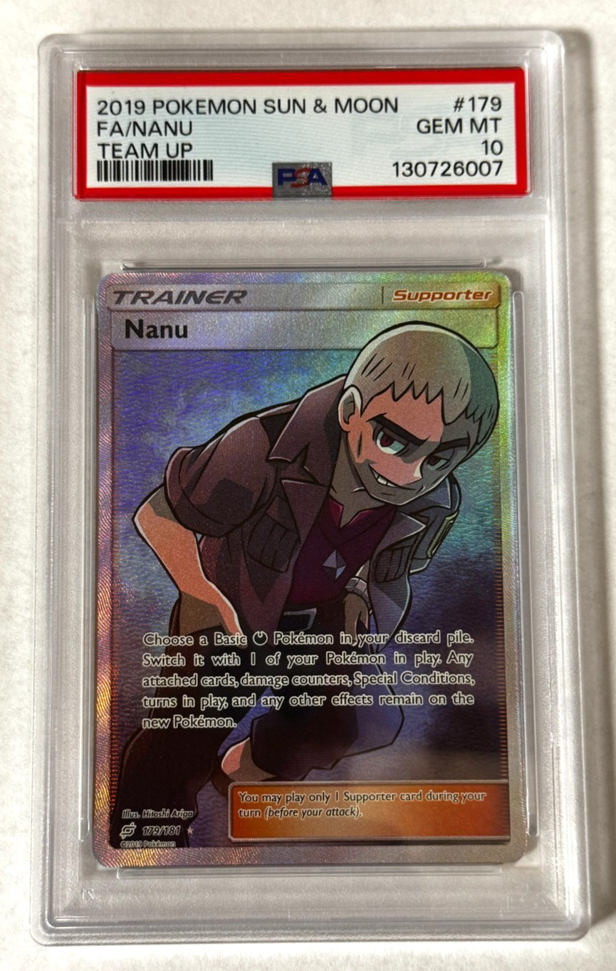 Nanu Full Art PSA 10 GEM MT 2019 Pokemon Sun & Moon Team Up #179/181