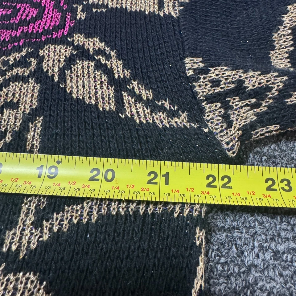 Suéter Brillante Tejido Floral Vacaciones Dana Scott Vintage Años 90 Para Mujer - Talla L Negro Foto 3 de 4