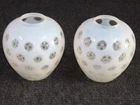 Pair of 2 Fenton Coin Dot Glass Vases White Opalescent 6 1/2"