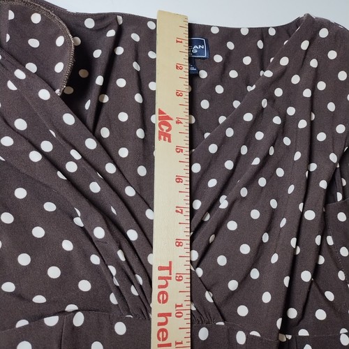 American Living by Ralph Lauren Dress Womens Size 12 Brown Cream Polka Dot Flowy - Bild 12 von 12