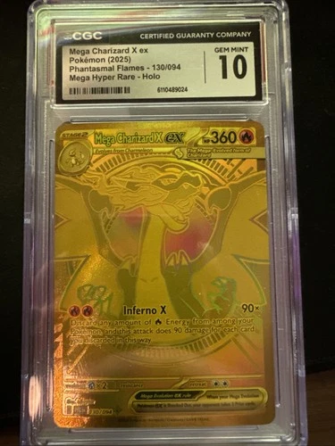 CGC 10 Mega Charizard X ex Gold Hyper Rare 130/094 Phantasmal Flames