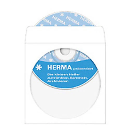 1 bis 12x HERMA CD-/DVD-Papiertaschen, mit Fenster, weiß, - SPARE BIS ZU 10%