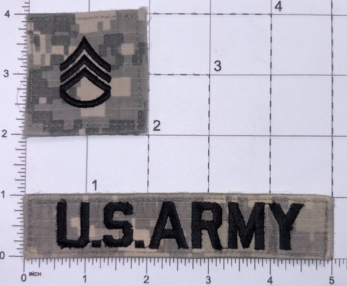 US Army ACU Staff Sergeant E-6 / SSG & US Army Tape Set of 2 Hook Used A935