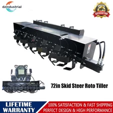 72" Rotary Tiller Skid Steer Attachment Garden Soil for Low Flow Machines Bobcat