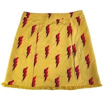 L&B Lucky Blessed Reverse Flash Lightning Mini Skirt Womens Medium Yellow Red