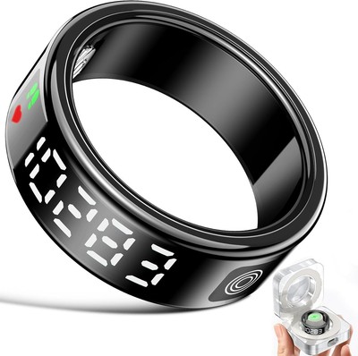Smart Ring Fitness Tracker mit LED Anzeige für Herren Damen Wasserd...