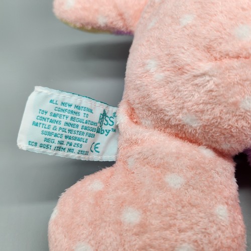Russ Baby Jiggles Pastel Teddy Bear Plush Rattle Polka Dot Pink Stuffed Toy Soft - Picture 8 of 8