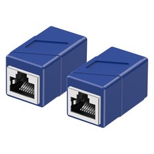 RJ45 Coupler, 2 Pak Ethernet Adapters, Female to Female, 8-Pin 2 Pack, Blue