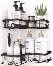 Black Corner Shower Caddy Adhesive No Drilling Bathroom Shelves