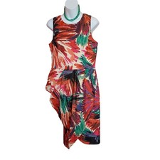 Ann Taylor Ladies Multicolor Asymmetrical Multicolor Dress Sz 8