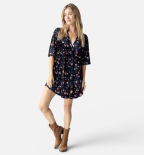 NWT NATURAL LIFE Stella V Neck Black Floral Velvet Dress Women’s Size Medium NEW