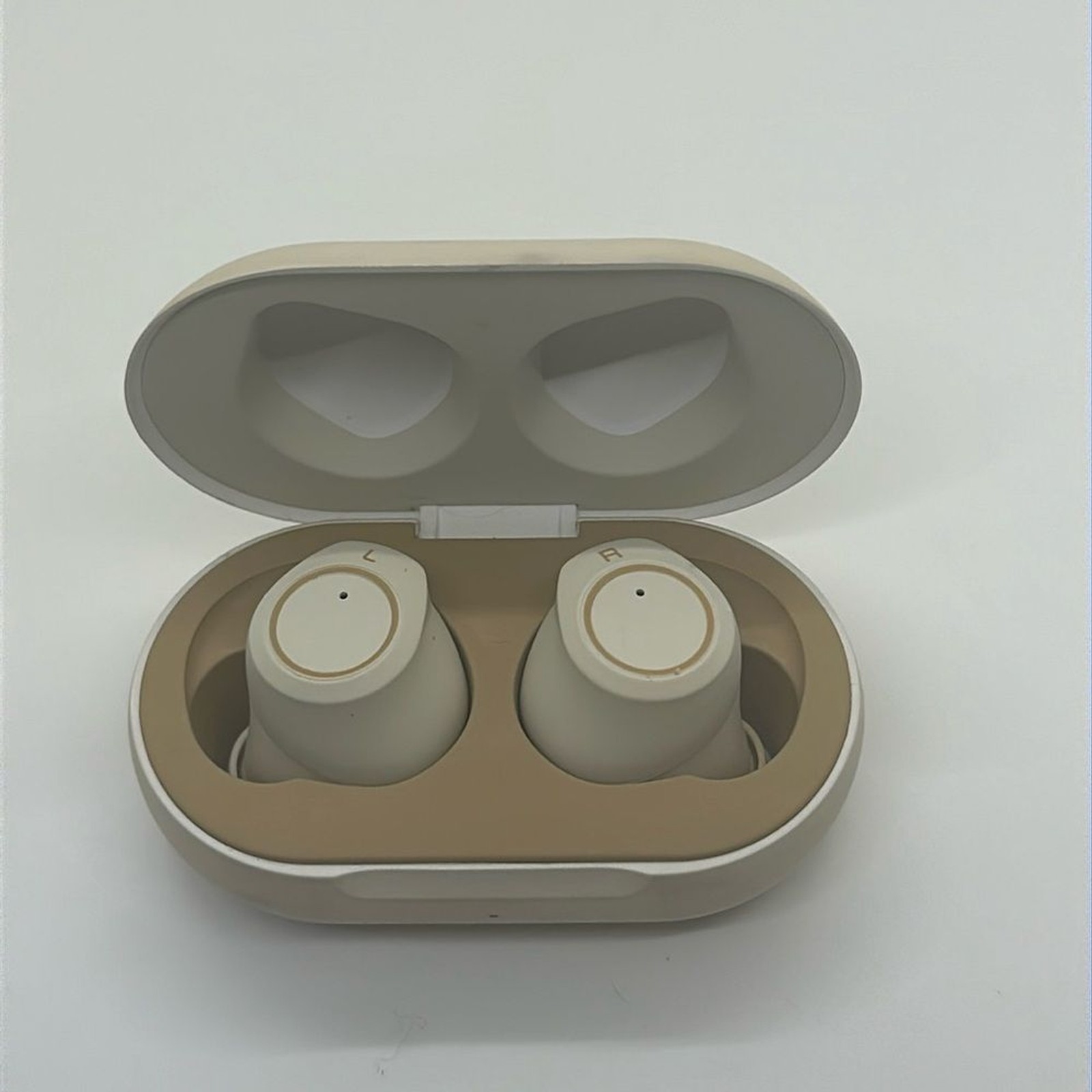 - Cream In Ear Buds With Charging Case Travel