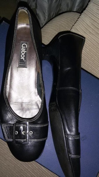 Women Gabor Heels Black Leather 39 #7T6E
