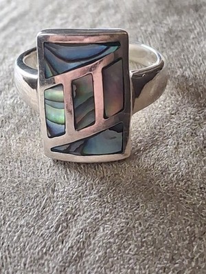 Hochreiner Sterlingsilber Abalone Intarsien Ring - Größe 5,5 - 929 NF