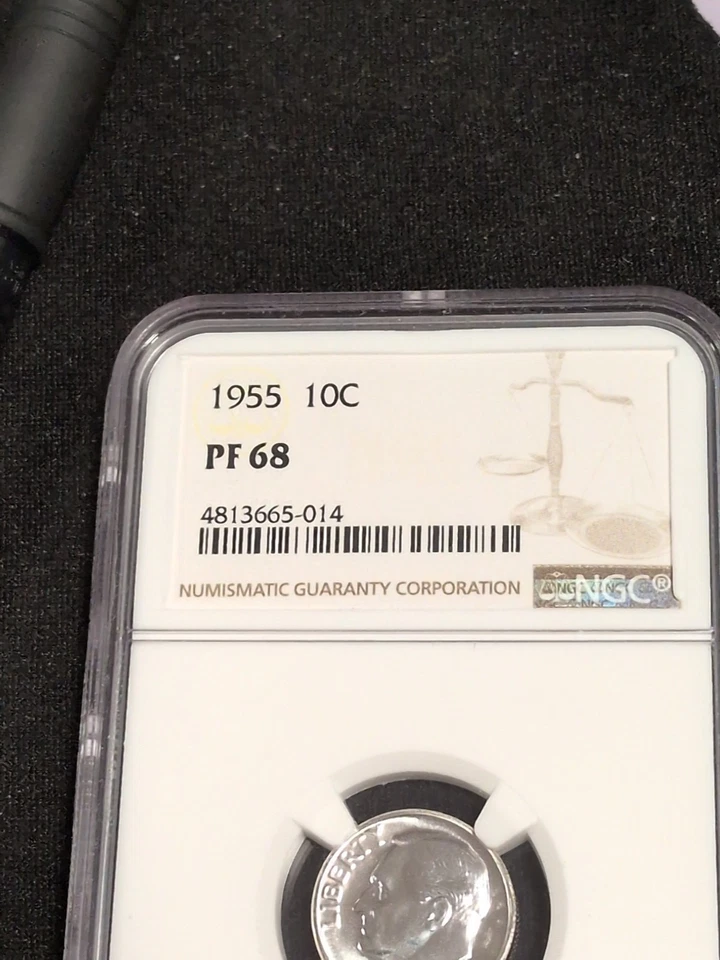 1955 PROOF ROOSEVELT DIME NGC PF68 ULTRA CAMEO, LOW POPULATION - VERY RARE!! - Image 2 of 4