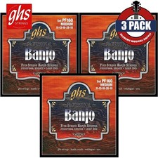 3-PACK GHS PF160 Phosphor Bronze Loop End 5-String Banjo Strings