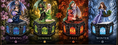 Anne Stokes Dragon Friendship Four Seasons Komplettsatz Frühling Sommer Herbst Winte
