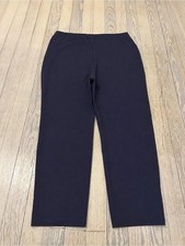EILEEN FISHER Women s Navy Washable Stretch Crepe Pull-On Straight Leg Pants