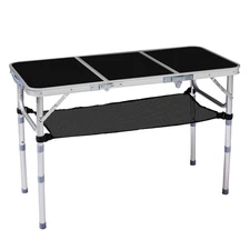 Outdoor Folding Camping Table,3ft Portable Pinic Table W/3 Adjustable Height 