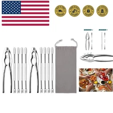 Lobster Crackers and Picks Set, 10-Piece Crab Leg Cracker Tools - Stainless S...