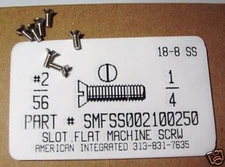 #2-56x1/4 Flat Head Slotted Machine Screws Stainless Steel (50)