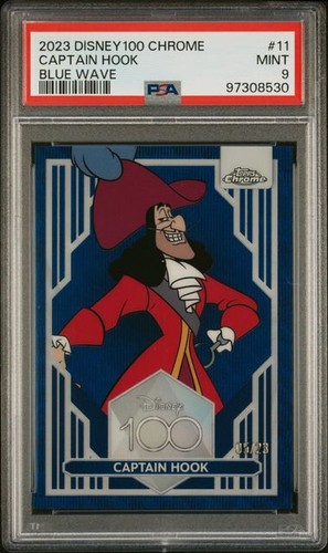 2023 Topps Disney 100 Chrome #11 Captain Hook Blue Wave #/23 PSA 9 - Picture 1 of 2